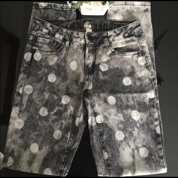 Justice premium jeans polka dots design Sz 14R - Picture 3 of 4